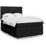 vidaXL fekete szövet rugós ágy matraccal 140 x 190 cm (3293965)
