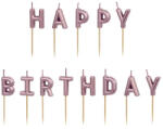 PartyDeco Happy Birthday roseg gold betűk, gyertya, 2, 5 cm
