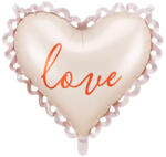 PartyDeco S. r. o Fólia léggömb, szív, Love, csipkével, 91*85 cm