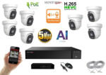 Monitorrs Security - AI IP Aktív dóm kamerarendszer 7 kamerával switchel 5 mpix - 6077K7B