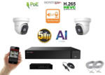 Monitorrs Security - AI IP Aktív dóm kamerarendszer 2 kamerával switchel 5 mpix - 6077K2B