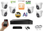 Monitorrs Security - AI IP Aktív dóm kamerarendszer 6 kamerával switchel 8 mpix - 6077K6B