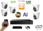 Monitorrs Security - AI IP Aktív dóm kamerarendszer 5 kamerával switchel 8 mpix - 6077K5B