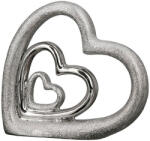  Ezüst színű tripla szív kerámia szobor - 15 cm