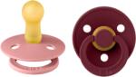 BIBS - Set 2 suzete Colour Latex, tetina rotunda, 6 luni +-Dusty Pink/Elderberry