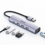 UGREEN Hub USB-C UGREEN CM475, 3 x USB-A 3.0 - 1 x RJ45, Gri - gsmnet