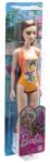 Barbie Papusa Barbie O zi la plaja, costum de baie portocaliu Papusa