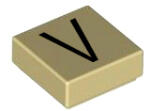 LEGO® Placă netedă 1x1 litera V (litera-v-t)