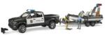 BRUDER Mașină off-road RAM poliție + barcă, 2 figurine, far (2507)