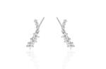 Ezüst fülbevaló átfűzős köves virágos ródiumbevonatos