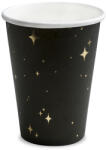 PartyDeco S. r. o Papír pohár, fekete, csillagos, 260ml, 6 db