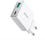 JOYROOM JR-TCF14 20W USB-A USB-C hálózati töltő, fehér