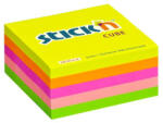 STICK N Öntapadó kockatömb, 76x76mm, 400 lap, STICK N, neon szivárvány (SN21012) - onlinepapirbolt