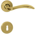  Raffaella réz rozettás kilincs , fix gombbal , Balos , Cilinderlyukas , Réz , Rozettás