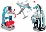 Smoby Set cărucior medical electronic Medical Smoby și cărucior de curăţat cu aspirator şi masă de călcat (SM340202-1)