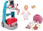 Smoby Set cărucior medical electronic Medical Smoby și set de înfăşat în valiză şi păpuşă (SM340202-4)