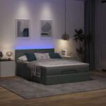 vidaXL Ottomán ágy matraccal & LED-ek Sötétszürke 140x190 cm szövet (3312223)
