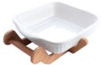 Studio Casa Platou Servire Patrat pe Suport de Lemn Studio Casa 20cm Ceramica Termorezistenta pentru Cuptor Alb (SRM775) Tava