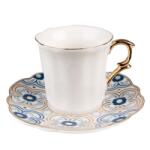 Clayre & Eef Porcelán kávéscsésze+alj 95ml, fehér-kék-arany