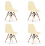 LEOBERT Set 4 scaune stil scandinav, Artool, Osaka, PP, lemn, crem si natur, 46x54x81 cm (3607_1S)