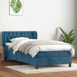 vidaXL sötétkék bársony rugós ágy matraccal 80x220 cm (3317803)
