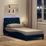 vidaXL ágykeret LED-ekkel matrac nélkül 90x200 cm kék szövet (3310649)