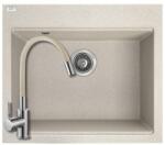 Laveo SRT_410Y+SAP4-F090KS - LAVEO Tau 6 gránit mosogató 570x500 bézs + ZEGOR csaptelep bézs (SRT_410Y+SAP4-F090KS)