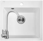 Laveo SRA_610T+SAP4-F090KW - LAVEO Alena 50 egymedencés gránit mosogató 490X490 fehér + ZEGOR csaptelep szett (SRA_610T+SAP4-F090KW)