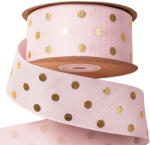 Valex Decor Arany pöttyös ripsz szalag 38mm x 20m - Világos rózsaszín (DG38-16)