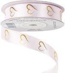 Valex Decor Arany szívecskemintás szatén szalag 16mm x 20m - Fehér (HR16-02)