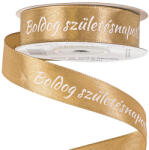 Valex Decor Boldog Születésnapot! " feliratos szatén szalag 20mm x 20m - Aranybarna (BD20-48)
