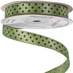 Valex Decor Fekete pöttyös szatén szalag 12mm x 20m - Mohazöld (DRB12-78)