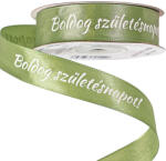 Valex Decor Boldog Születésnapot! " feliratos szatén szalag 20mm x 20m - Mohazöld (BD20-78)