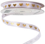 Valex Decor Arany szívecskés szatén szalag 10mm x 20m - Fehér (SM10-01)