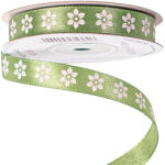 Valex Decor Virágmintás szatén szalag 12mm x 20m - Mohazöld (BR12-78)