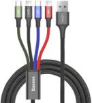 Baseus Cablu Incarcare Baseus USB-A - 2 x Lightning / microUSB / USB-C Rapid 20W 1.2m Negru