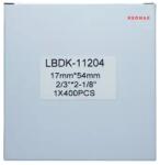 NEOMAX ЛЕНТА ЗА ЕТИКЕТНИ ПРИНТЕРИ BROTHER ТИП QL - MULTI PURPOSE LABEL - 17 mm x 54 mm x 400 - DK11204 (DK-11204) - PN LB-11204 - NEOMAX (300BRADK11204N)