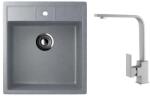 Ulgran U-406-342 Gránit Egymedencés Mosogatótálca és Gamma Nook Mosogató Csaptelep Szett - Grafit/Matt Szürke (U-406-342-BNK-Gpg)