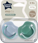  Suzete ortodontice Moda, 6-18 luni, 2 bucati, Albstru/Verde, Tommee Tippee