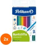 Pelikan Set 2 x Creioane Colorate Lacuite, Sectiune Hexagonala, 36 Culori (REH-2xHRZ-700139)