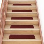 vidaXL Изтривалки за стълби, самозалепващи се, 30 бр. , 76x20 см, бордо червени, правоъгълни (3365725)