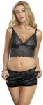 Subblime Sets SUBBLIME - fekete selyem és csipke hálóing + tanga S/M