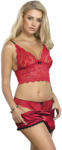 Subblime Sets SUBBLIME - selymes és csipkés hálóing + tanga piros L/XL