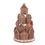 Clayre & Eef Dombon álló mézeskalács házikók 18x28cm, LED-es, műanyag dekorfigura