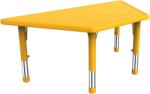 OOKEE Masa trapezoidala galbena din plastic reglabila marimea 1-3 pentru gradinita (YCY0032G)