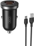 XO autós töltő CC56 PD 30W QC 1x USB 1x USB-C fekete + USB - USB-C kábel