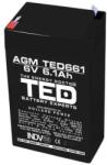 Ted electric Оловна Батерия TED ELECTRIC, 6V, 6.1Ah, 70/ 47/ 100 mm, AGM (TED-6V-4.5-AGM) - zettabytex