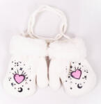  Yo! club téli kesztyű 10 cm - fehér/rózsaszín szív