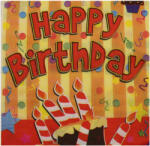 Mezőfi Team Kft Papír szalvéta 20 db/cs, happy birthday, sárga, gyertyás