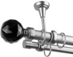  Kristály Noir Dupla Függönyrúd - 300 cm - Ezüst (CRISTAL-NOIR-T02-300)